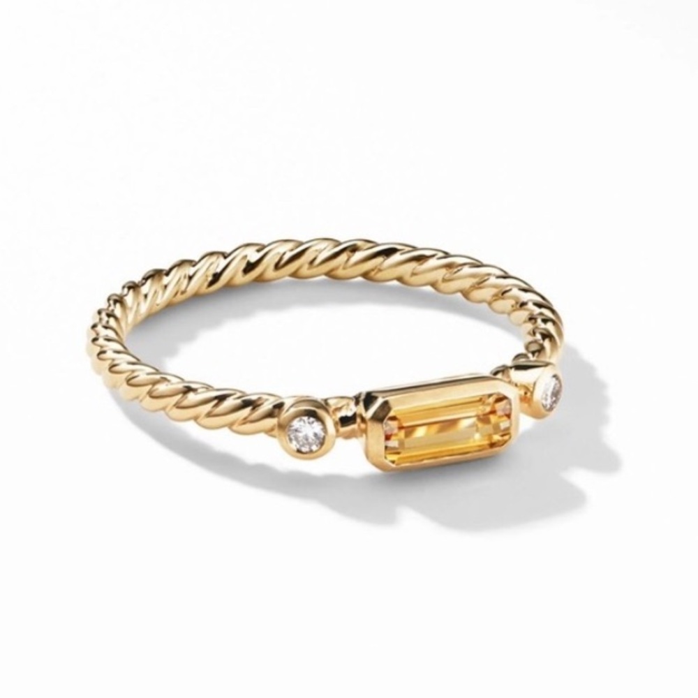 David Yurman Gold Cable and Citrine Ring size 8